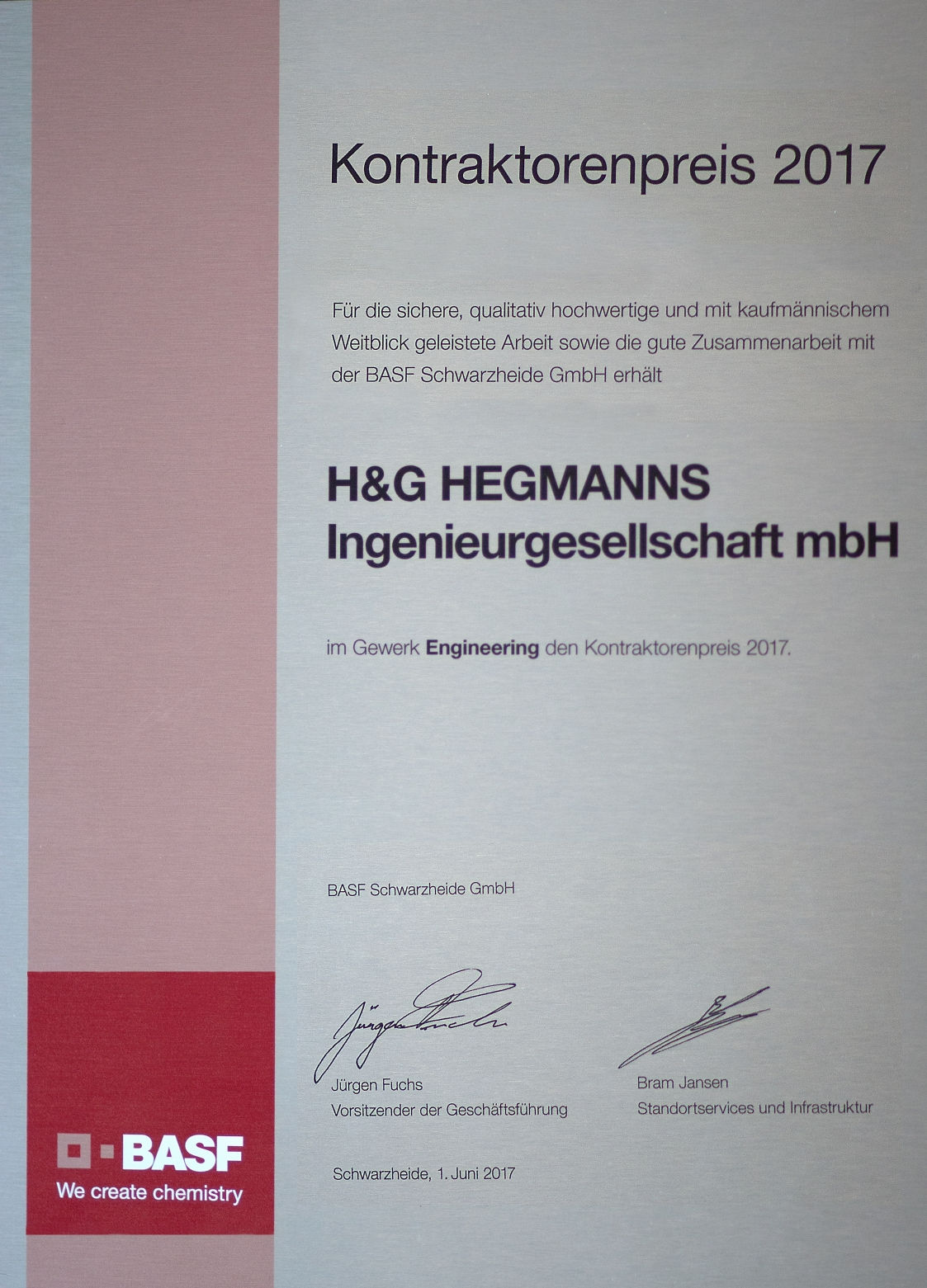 Award for contractor